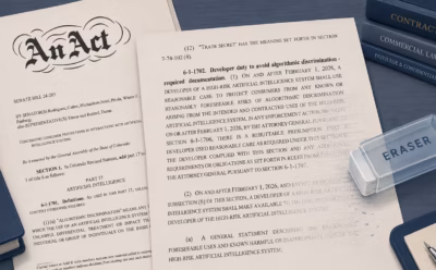 Image of Colorado AI Act… language being erased.